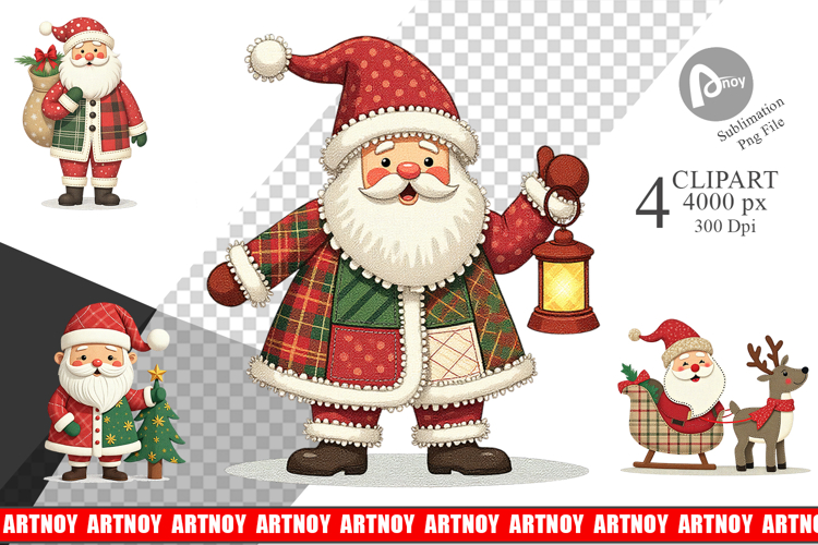 Patchwork Santa Clipart