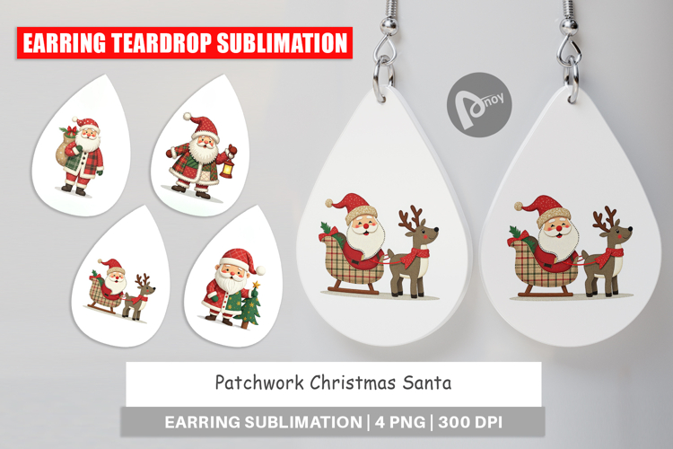Earring Patchwork Santa