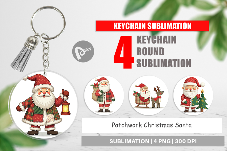 Keychain Patchwork Santa