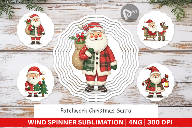 Wind Spinner Patchwork Santa
