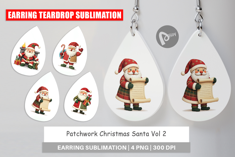 Earring Patchwork Santa