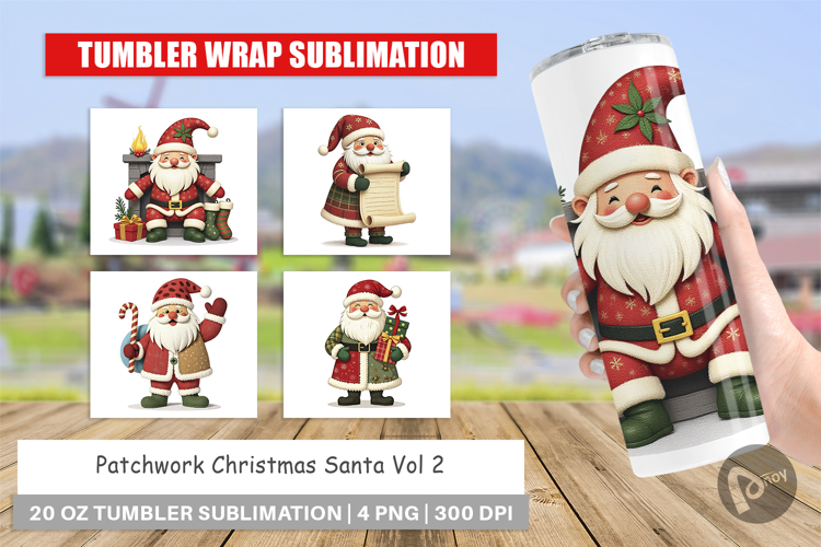 Tumbler Patchwork Santa