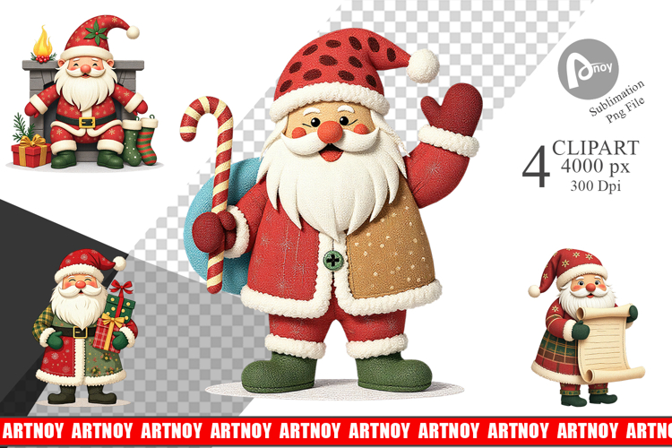 Patchwork Santa Clipart