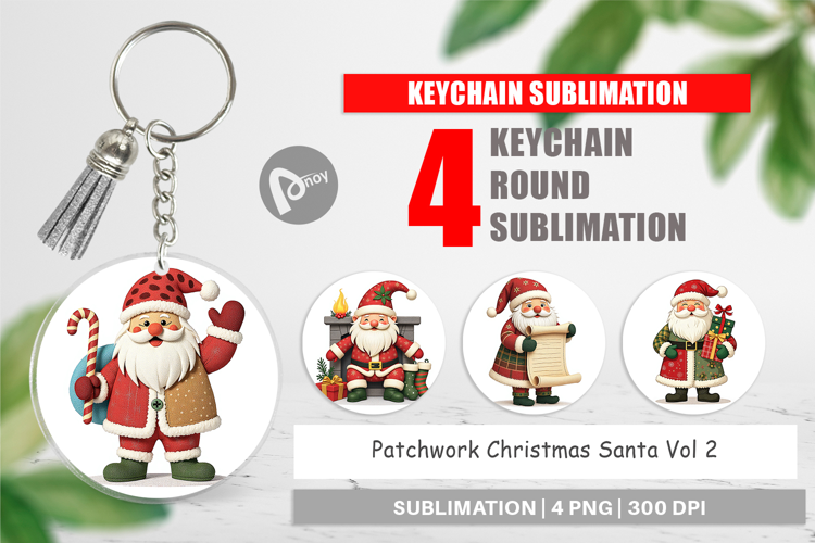 Keychain Patchwork Santa