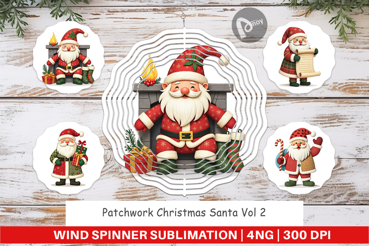 Wind Spinner Patchwork Santa