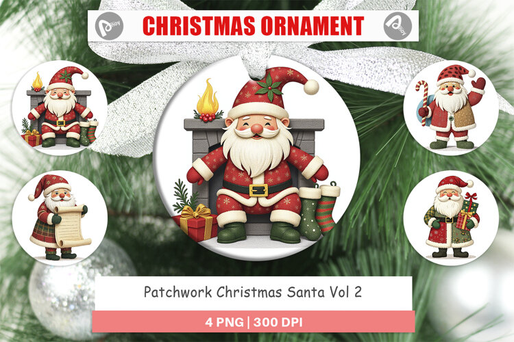 Ornament Patchwork Santa example image 1