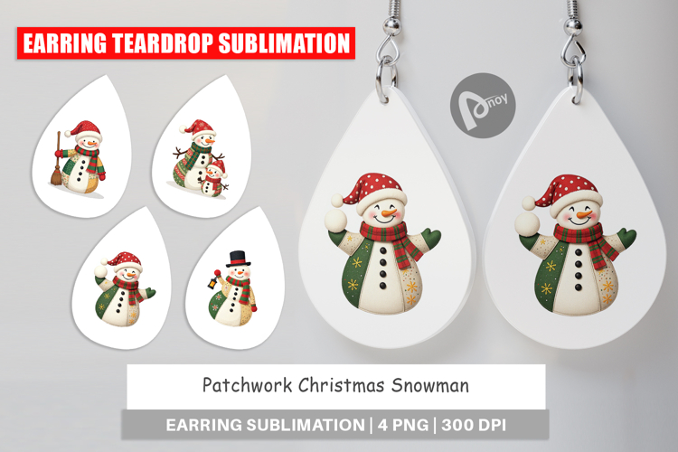 Earring Patchwork Snowman