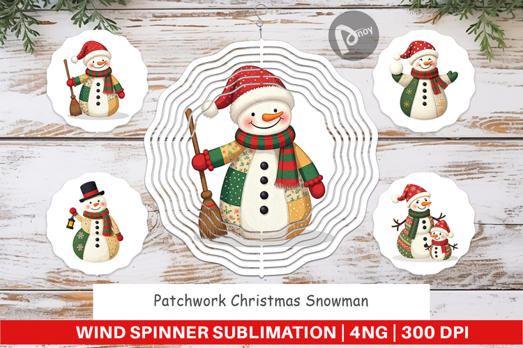 Wind Spinner Patchwork Snowman