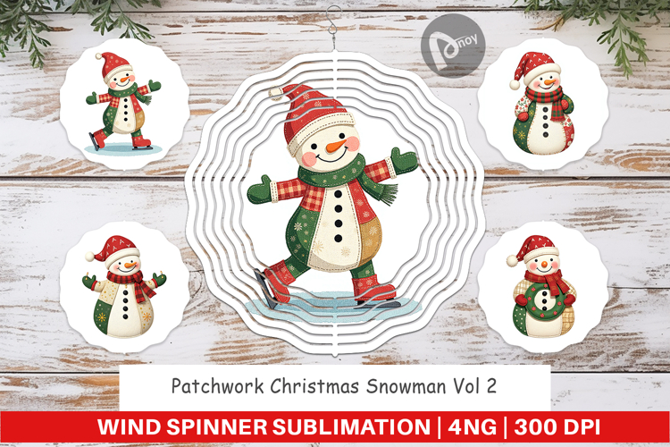 Wind Spinner Patchwork Snowman