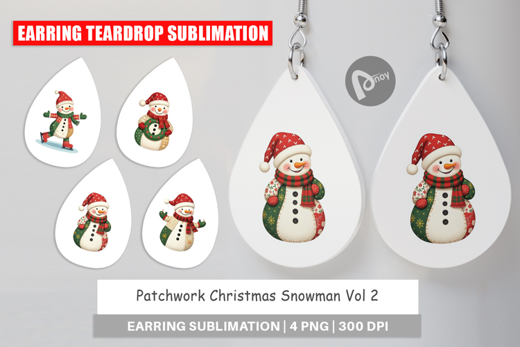 Earring Patchwork Snowman