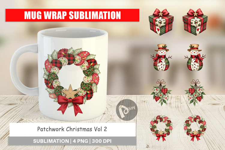 Patchwork Christmas Mug Wrap