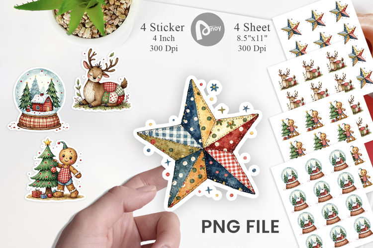 Patchwork Christmas Sticker