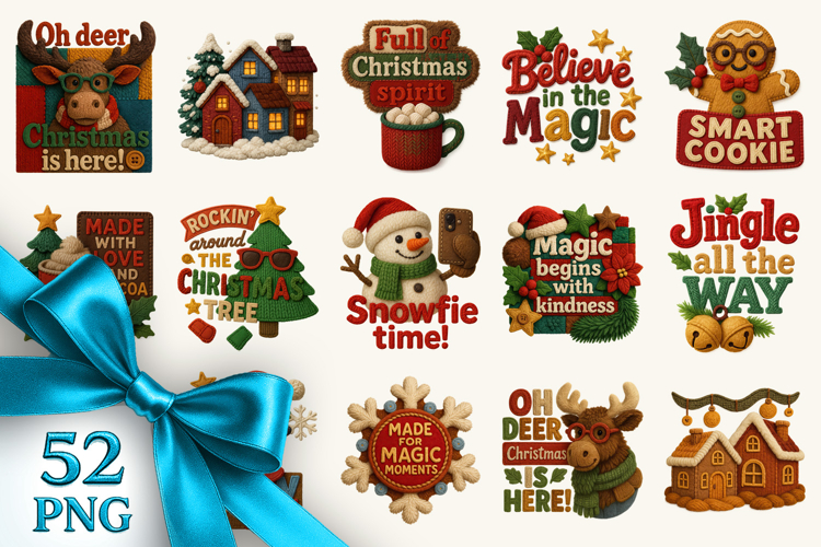 Patchwork Christmas clipart printable sublimation bundle png