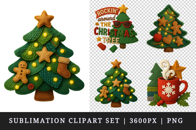 Patchwork Christmas clipart printable sublimation design png