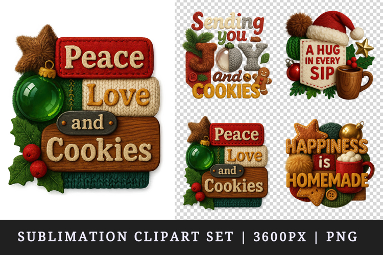 Patchwork Christmas clipart printable sublimation design png
