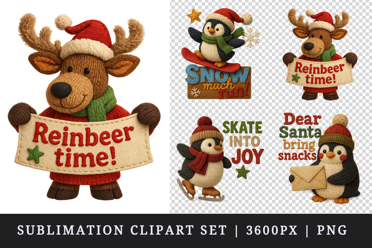 Patchwork Christmas clipart printable sublimation design png