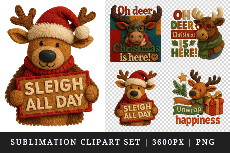 Patchwork Christmas clipart printable sublimation design png