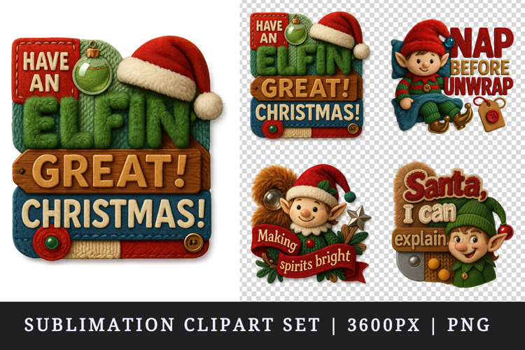 Patchwork Christmas clipart printable sublimation design png