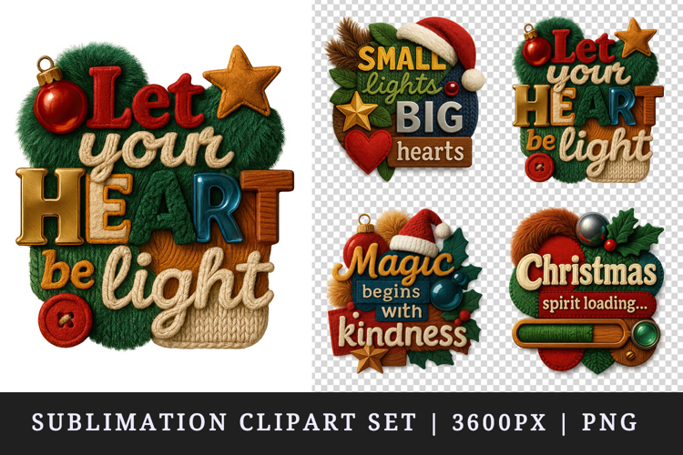 Patchwork Christmas clipart printable sublimation design png