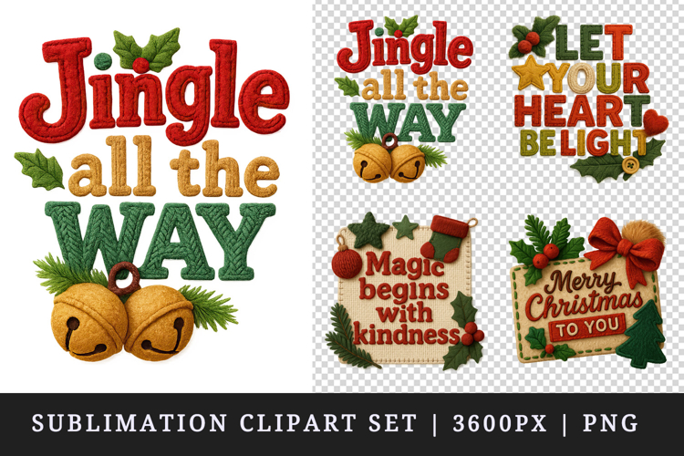 Patchwork Christmas clipart printable sublimation design png