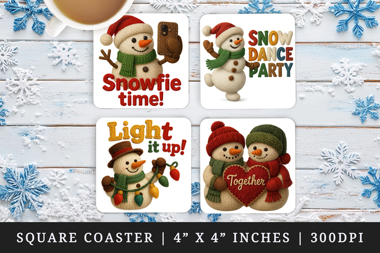 Patchwork Christmas square coaster sublimation design
