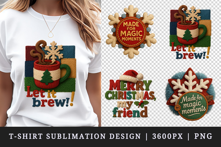 Patchwork Christmas t-shirt printable sublimation design png