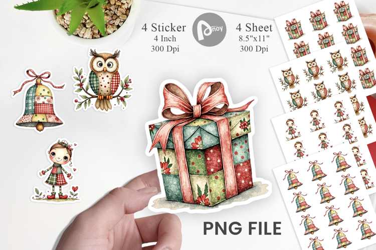 Patchwork Christmas Sticker