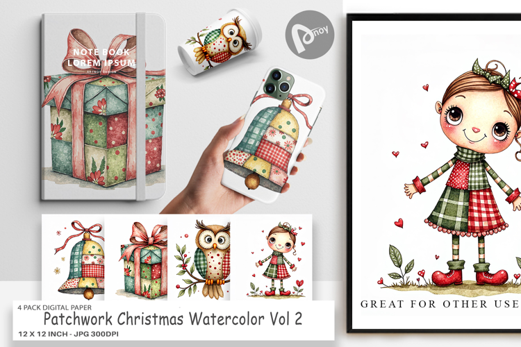 Patchwork Christmas Digital Paper