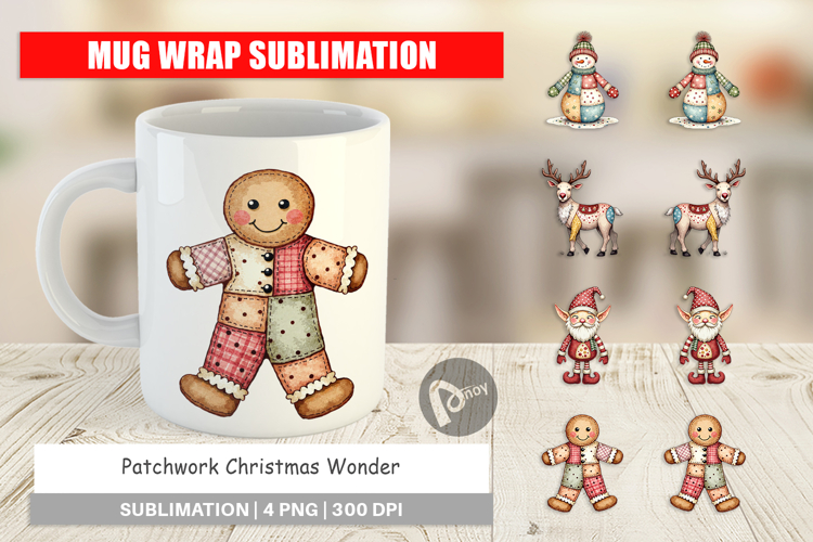 Patchwork Christmas Wonder Mug Wrap