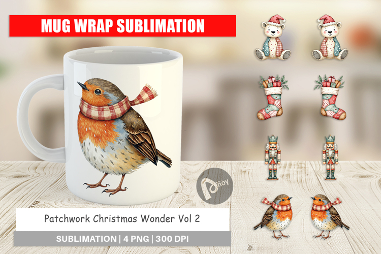 Patchwork Christmas Wonder Mug Wrap