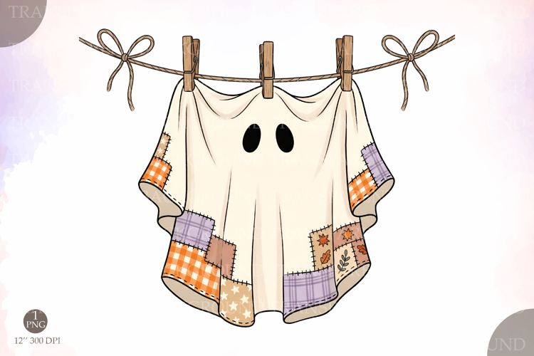 Patchwork Cute Ghost PNG, Ghost Halloween Shirt Design