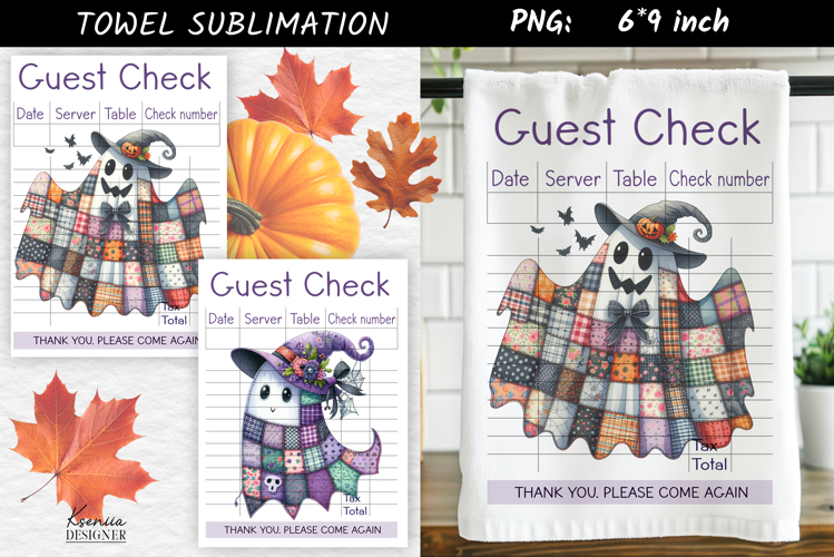 Guest Check|Halloween Patchwork Ghost Towel Sublimation