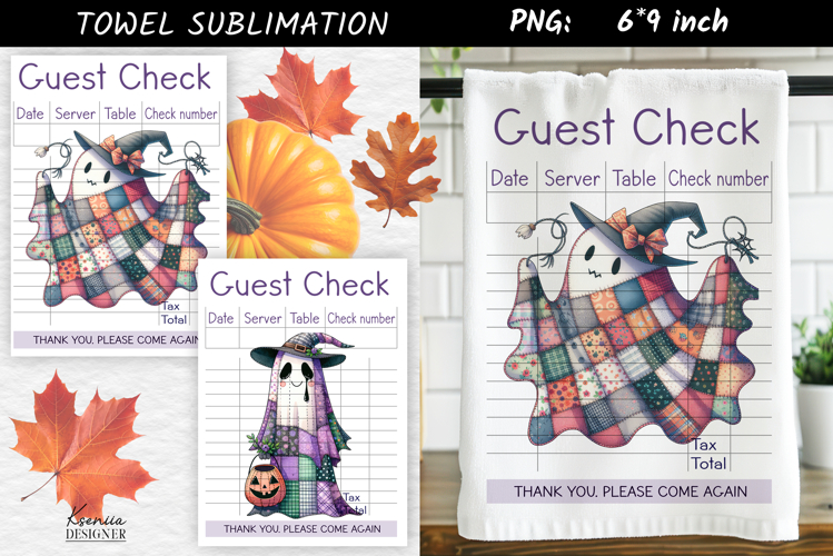 Guest Check|Halloween Patchwork Ghost Towel Sublimation