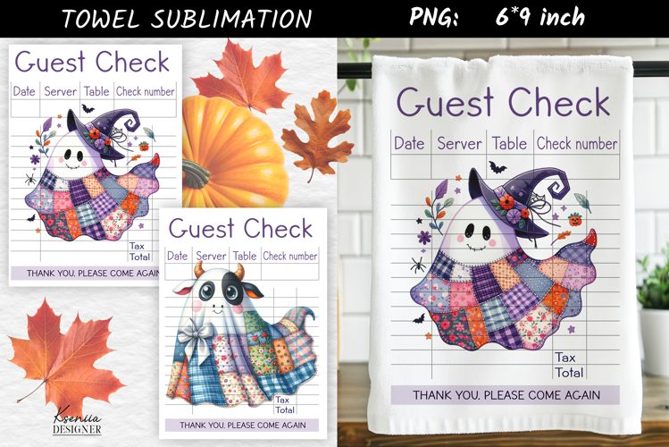 Guest Check|Halloween Patchwork Ghost Towel Sublimation