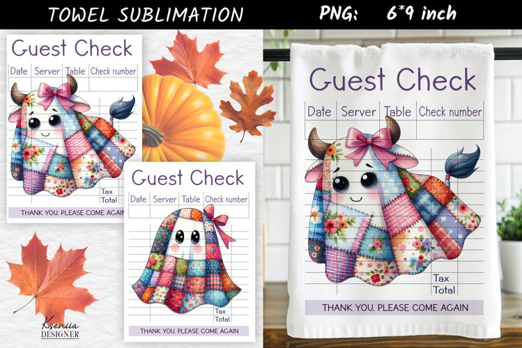 Guest Check|Halloween Patchwork Ghost Towel Sublimation