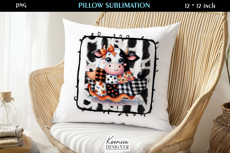 Patchwork Ghost Pillow Sublimation Design Fall Halloween