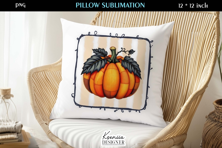 Patchwork Ghost Pillow Sublimation Design Fall Halloween