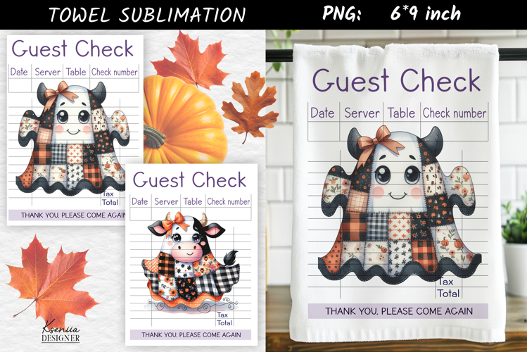 Guest Check|Halloween Patchwork Ghost Towel Sublimation