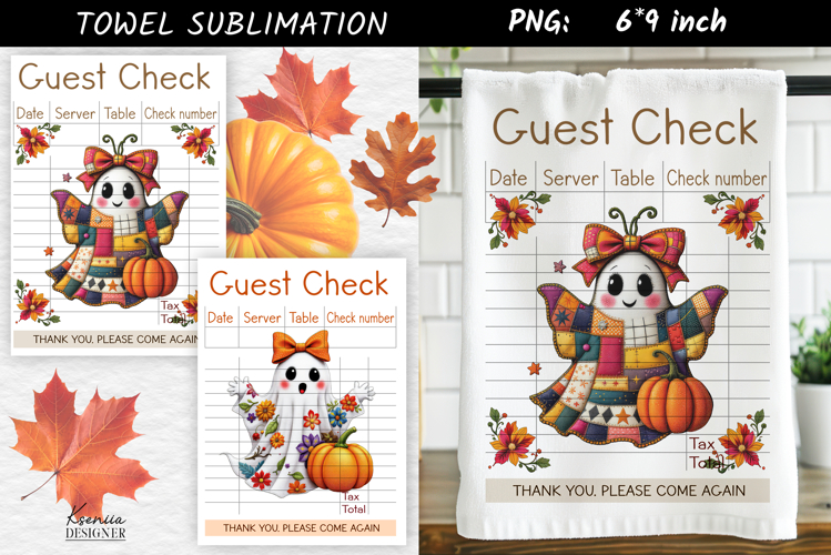 Guest Check|Halloween Patchwork Ghost Towel Sublimation