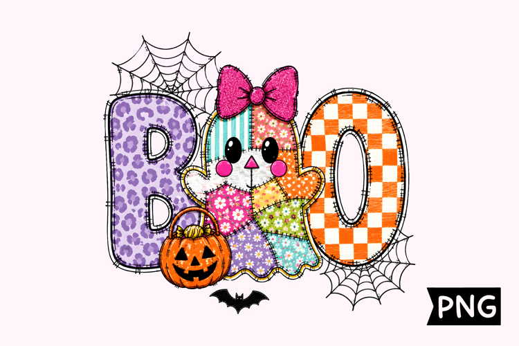 Patchwork Ghost Boo Halloween Design
