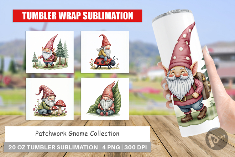 Patchwork Gnome Collection Tumbler