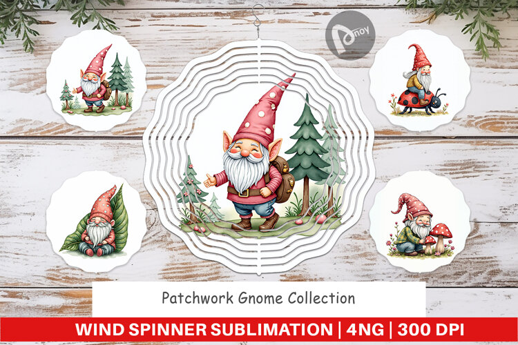 Patchwork Gnome Collection Wind Spinner example image 1