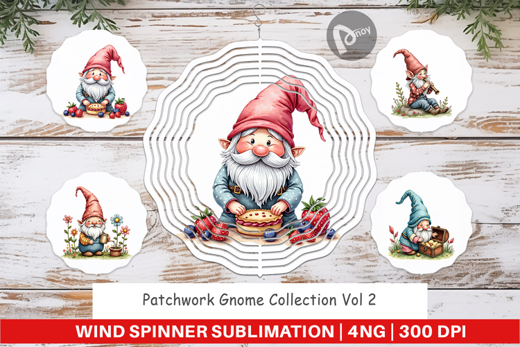 Patchwork Gnome Collection Wind Spinner