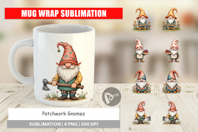 Patchwork Gnomes Mug Wrap