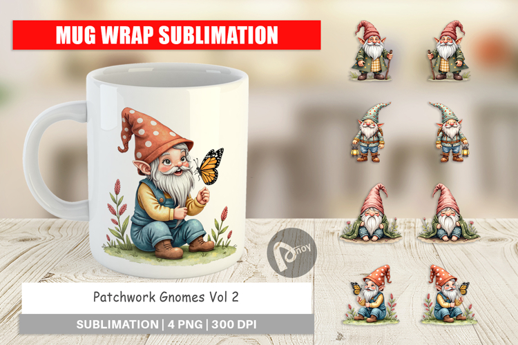Patchwork Gnomes Mug Wrap