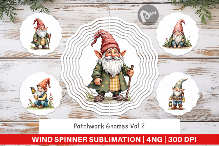 Patchwork Gnomes Wind Spinner