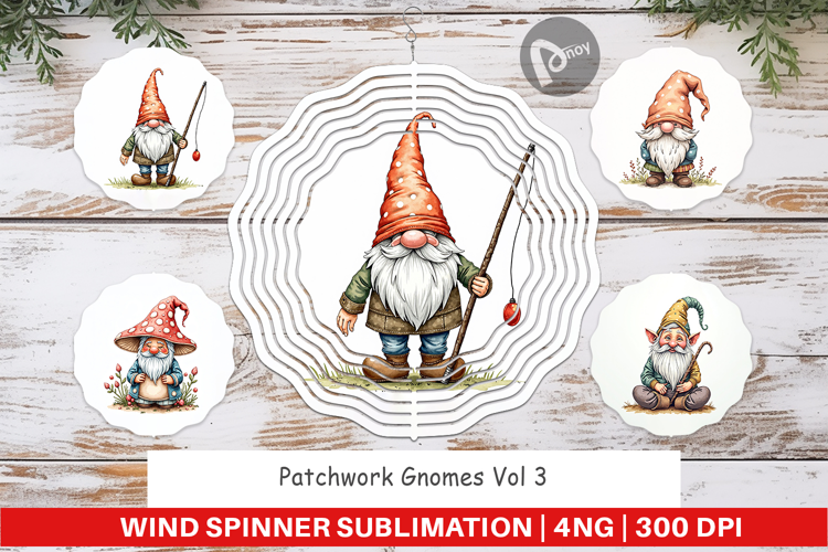 Patchwork Gnomes Wind Spinner