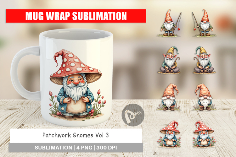 Patchwork Gnomes Mug Wrap