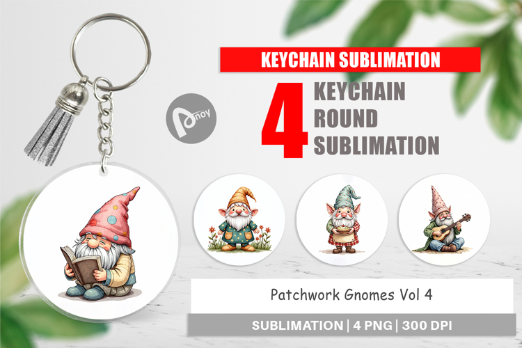 Patchwork Gnomes Keychain