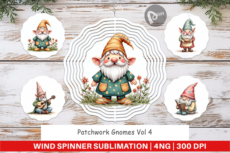 Patchwork Gnomes Wind Spinner example image 1